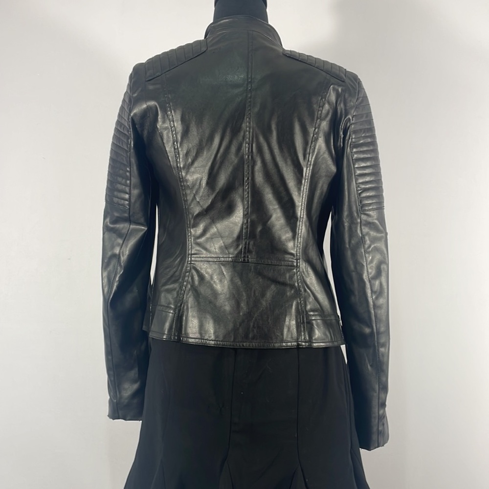 Gianni Binni Black Faux Leather Biker, Motto Jacket,XS - Picture 4 of 15